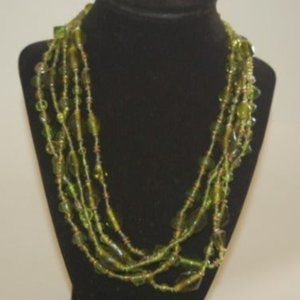 Nice Green Glass, Plastic Bead Necklace * Jewelry